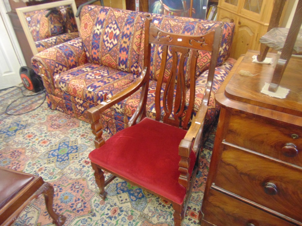 An upholstered Mahogany carver armchair - Image 3 of 3