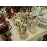 A collection of porcelain figures