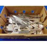 A qty of silver plated cutlery and a set of hallmarked silver knives