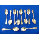 A set of ten hallmarked silver spoons, approx.