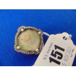 A Victorian Pearl set miniature portrait brooch