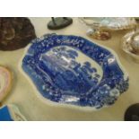 A blue and white Spode charger