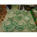 A Victorian Green and White part tea set