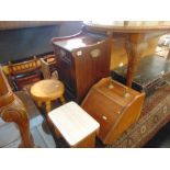 A mahogany coal cupboard etc.