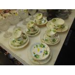 A qty of early leaf pattern china, teacups etc.