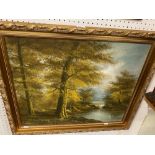 A gilt frame oil on canvas RIver scene,