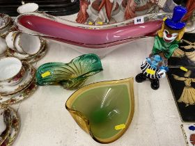 A large Murano bowl and a clown figure