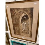 A watercolour, interior Cathedral,