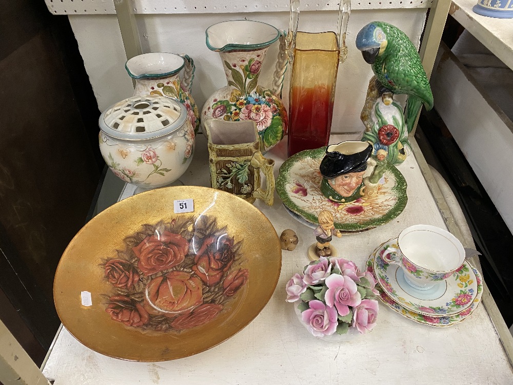 A box of odds, jugs, vases, bowls etc.