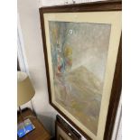 A large framed abstract painting