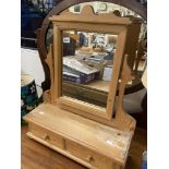 A Two drawer Oak swing mirror