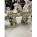 A pair of Meissen style vases