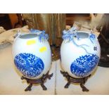 A pair of Chinese blue and white porcelain vases, with Dragon design,