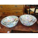 Two Canton fruit bowl sets