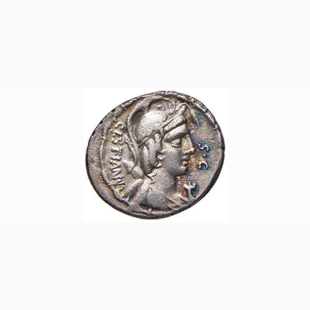 Plaetoria – M. Plaetorius M. f. Cestianus - Denario (67 a.C.) Busto della dea Vacuna a d. – R/