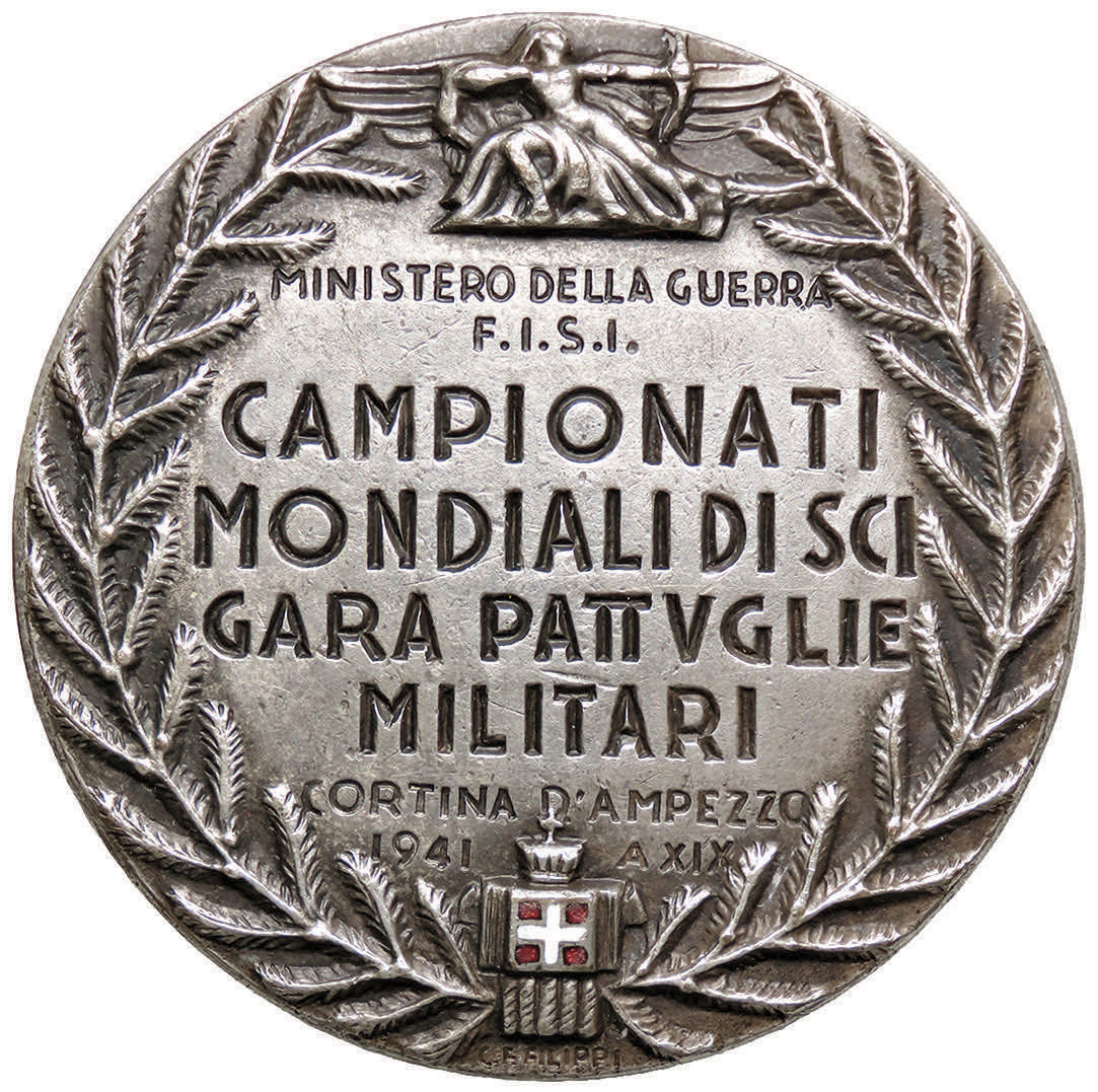 MEDAGLIE FASCISTE Medaglia Ministero della Guerra 1941 A. XIX Campionato mondiali di Sci a Cortina