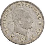 MILANO Napoleone (1805-1814) 5 Lire 1808 Puntali aguzzi - Pag. 26a AG (g 24,97) Minimi segnetti da