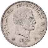 MILANO Napoleone (1805-1814) 5 Lire 1812 puntali aguzzi – Gig. 112 AG (g 24,98) Colpetti al bordo