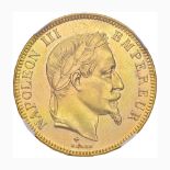FRANCIA Napoleone III (1852-1870) 100 Franchi 1869 BB – AU In slab NGC AU58 3899506-001