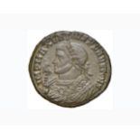 Massenzio (307-313) Follis (Ticinum) Busto laureato in abito consolare a s. – R/ Tempietto –