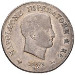MILANO Napoleone (1805-1814) 5 Lire 1809 bordo in rilievo, puntali aguzzi – Gig. 96 AG (g 24,99)