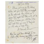 Nobelpreisträger - - Shaw, George Bernard. Postkarte mit eigenhändigem 11-zeiligen Text und voller