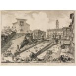 Ansichten - Rom - - Piranesi, Giovanni Battista. Veduta del Romano Campidoglio con Scalinata che va'