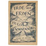 Expressionismus - - Sonnenschein, Hugo. Erde auf Erden. Mit Umschlagillustration von Julius Zimpel