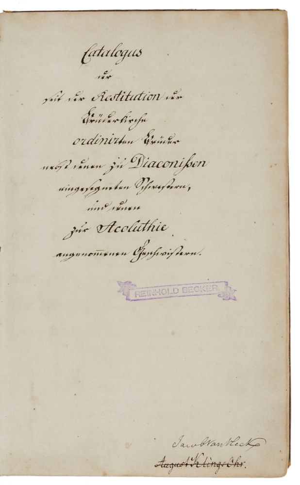 Herrnhuter - - Klingsohr, Johann August und Jacob van Vleck. Catalogus der seit der Restitution - Image 2 of 2