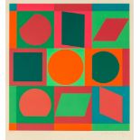 Vasarely, Victor. Kalota (Grün und Orange.) Farbsiebdruck auf festem Velin. Signiert rechts unten