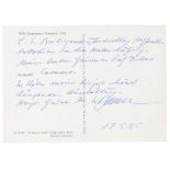 Baumeister, Willi. Eigenhändige Postkarte, datiert 15.5.1955. Vorne mit der Abbildung des