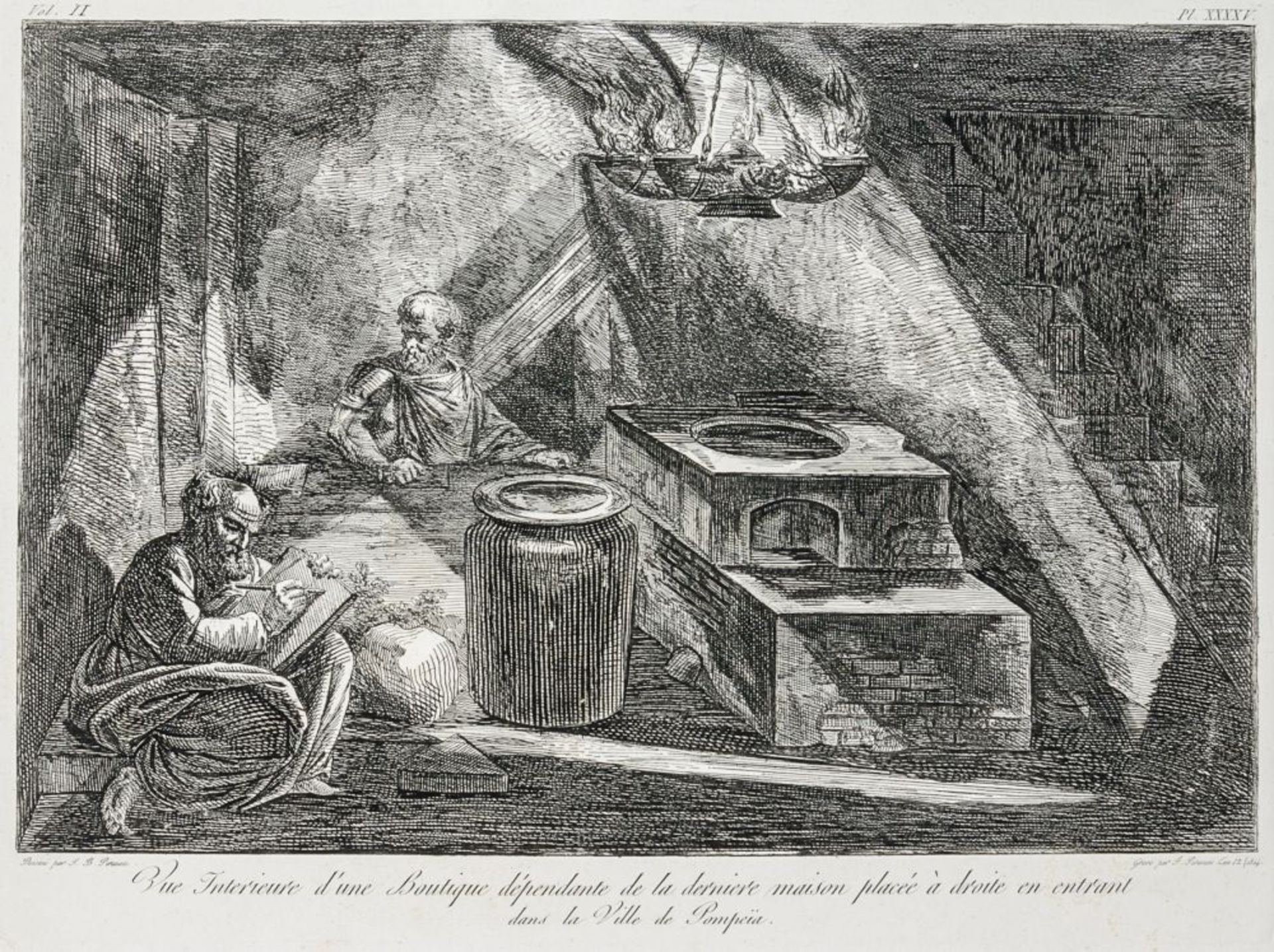 Ansichten - Pompeji - - Piranesi, Giovanni Battista. Vue en perspective d'une Auberge et de ses - Image 2 of 2