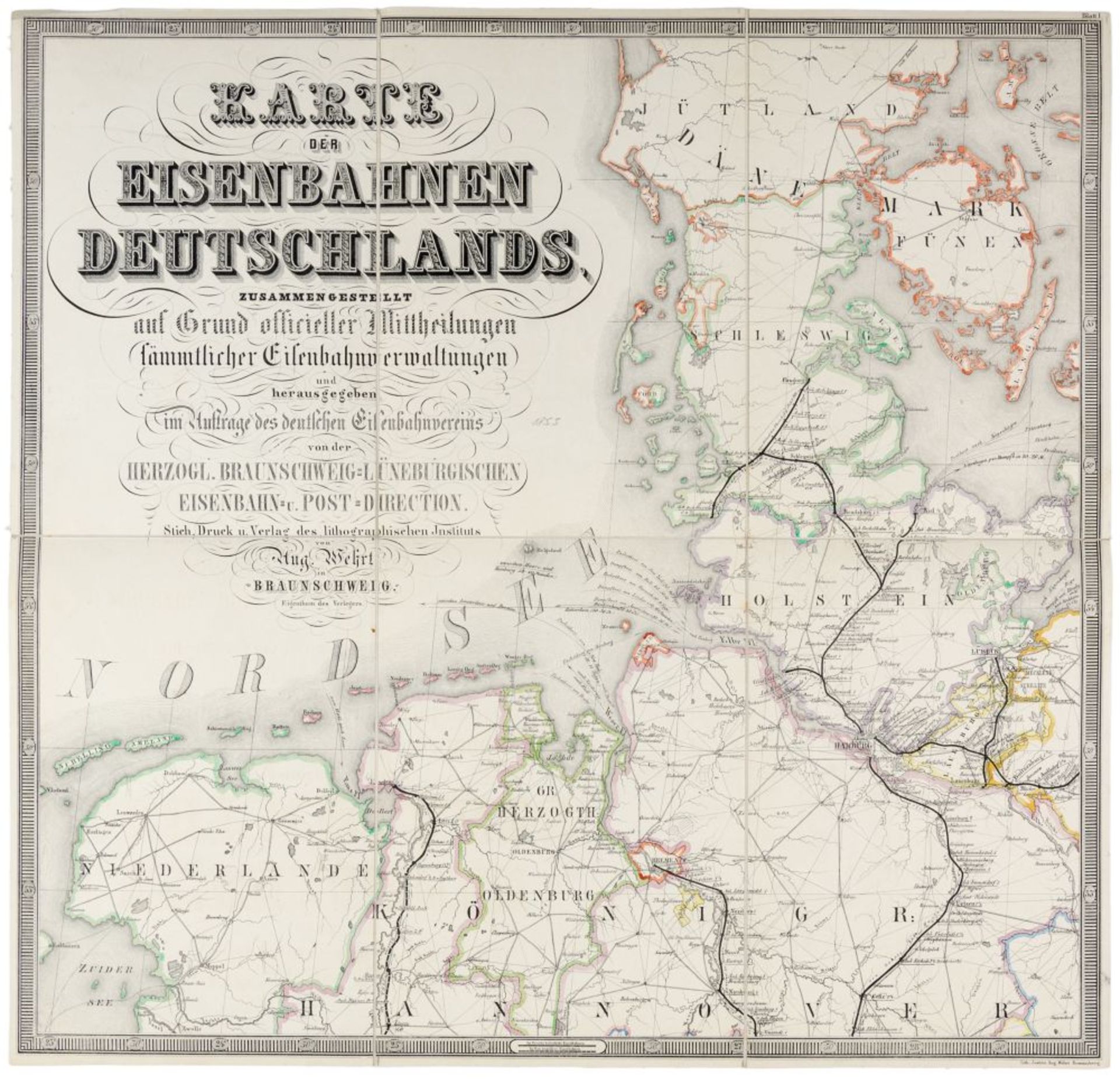 Deutschland - - Glindemann, C.. Karte der Eisenbahnen Deutschlands, zusammengestellt auf Grund