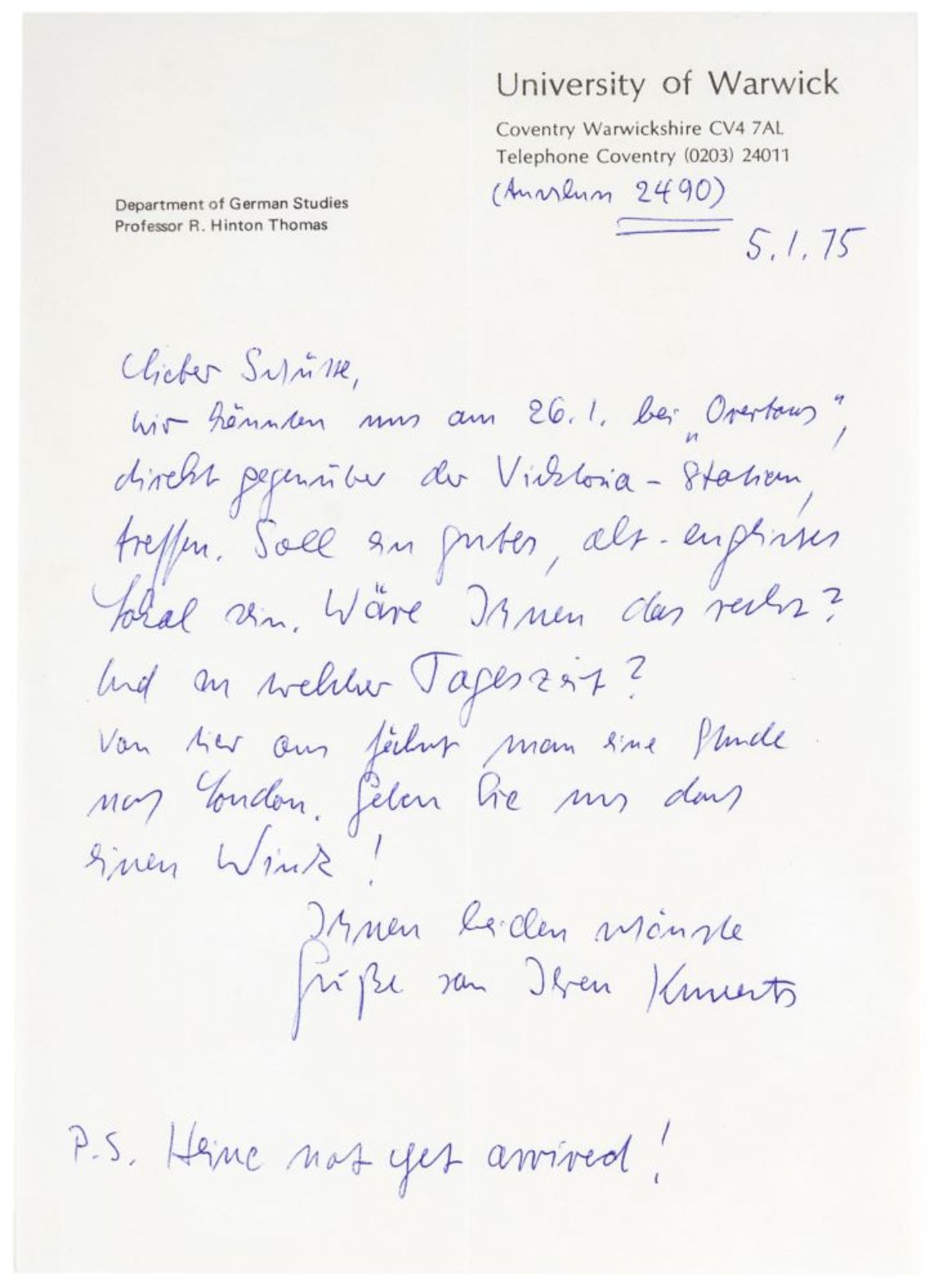 Kunert, Günter. 84 Autographen: 6 eigenhändige Briefe mit Unterschrift, 30 maschinenschriftliche - Bild 7 aus 8