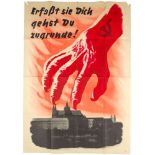 Plakate - Geschichte - - Erfaßt sie Dich gehst Du zugrunde! Farbig lithographiertes Plakat. Prag, um