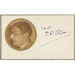 Nobelpreisträger - - Eliot, T. S.. Autogrammkarte mit eigenhändiger Unterschrift neben einer