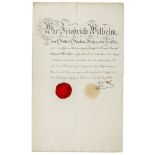 Friedrich Wilhelm III., König von Preußen. Gesiegelte und signierte Urkunde zur Verleihung des Roten