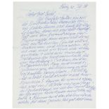Albert-Lasard, Lou. Eigenhändiger Brief mit Unterschrift in deutscher Sprache an den Berliner Musik-