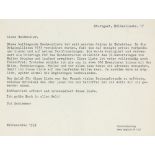Bauhaus - - Schlemmer, Tut (Helena). Adressliste ehemaliger Bauhausstudenten. Typoskript mit