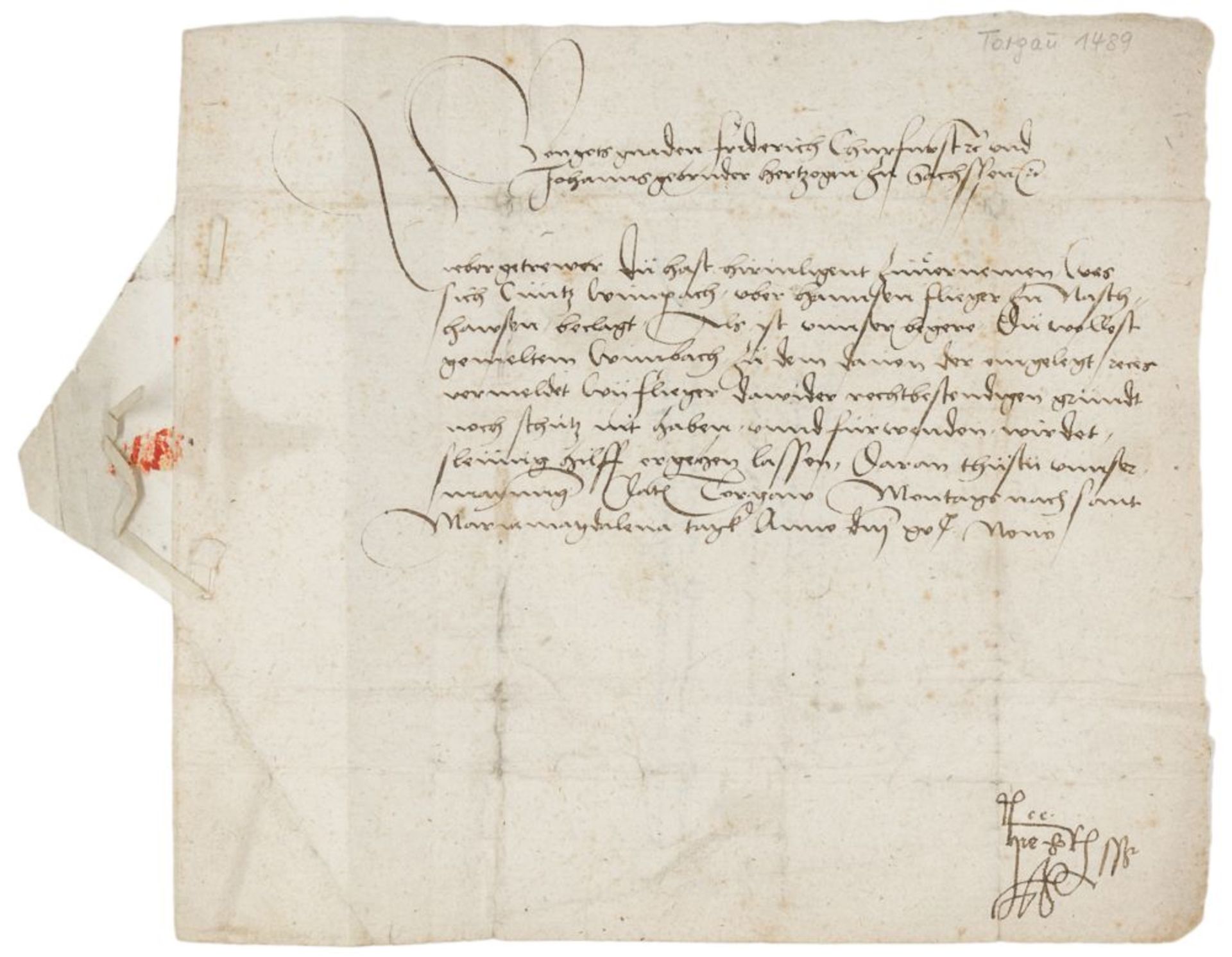 Friedrich III., der Weise, Kurfürst von Sachsen. Brief mit eigenhändiger Unterschrift "Frederich m.