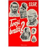 Plakate - Geschichte - - SSSR, Tvoji bratri? (UdSSR, Deine Brüder?). Siebdruck über Offsetdruck.