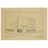 Bauhaus - - Schleifer, Fritz. Atelierhaus. Schwarzer Filzstift auf braunem Transparentpapier. Im