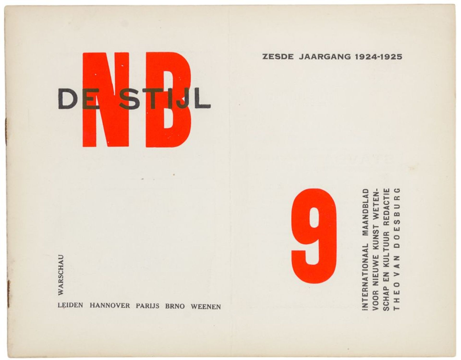 De Stijl. Zesde Jaargang 1924-25, No. 9. International maandblad voor nieuwe kunst, wetenschap en