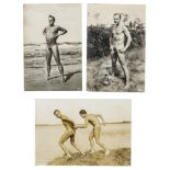 Riebicke, Gerhard. 3 Original-Photographien. (Männerakte in athletischen Posen). Vintage.
