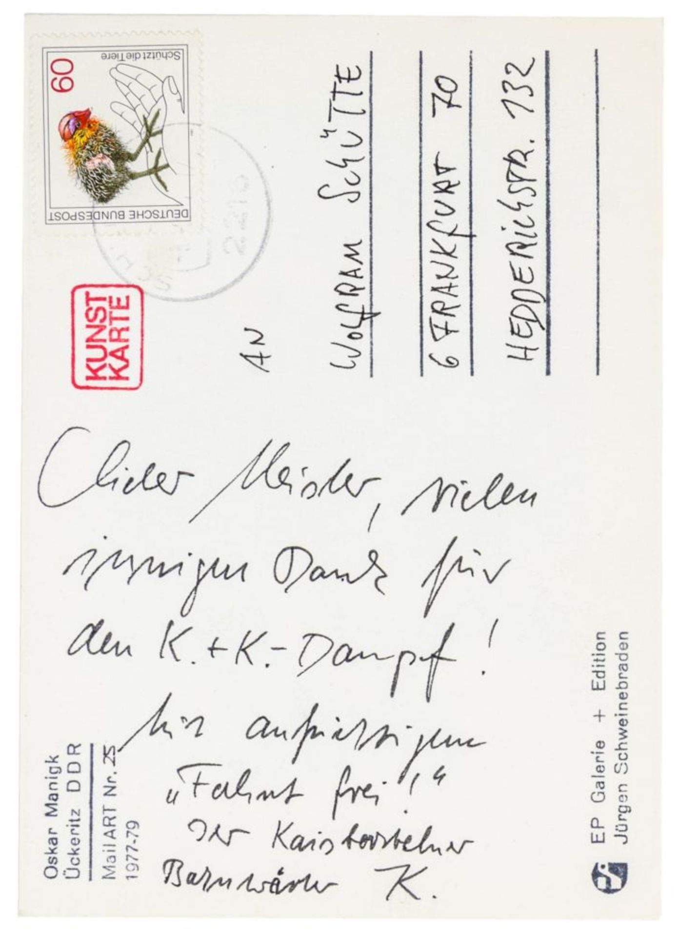 Kunert, Günter. 84 Autographen: 6 eigenhändige Briefe mit Unterschrift, 30 maschinenschriftliche - Image 5 of 8