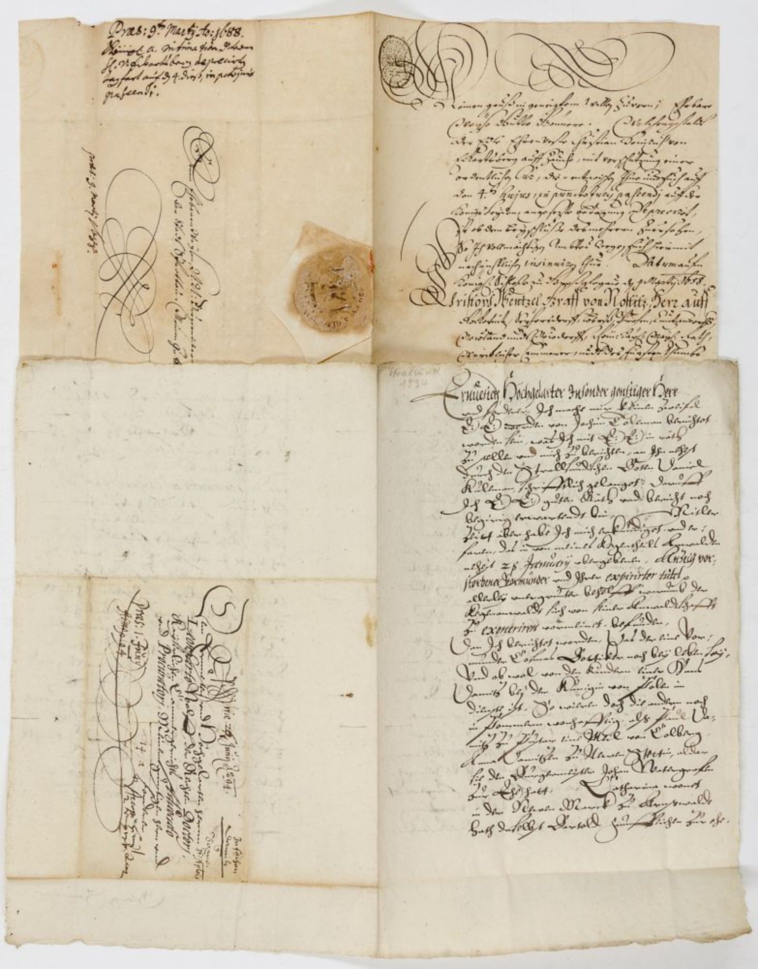 Sammlung von 50 handschriftlichen Briefen. Meist 17./18. Jahrhundert. Unterschiedliche Formate. - Image 4 of 5