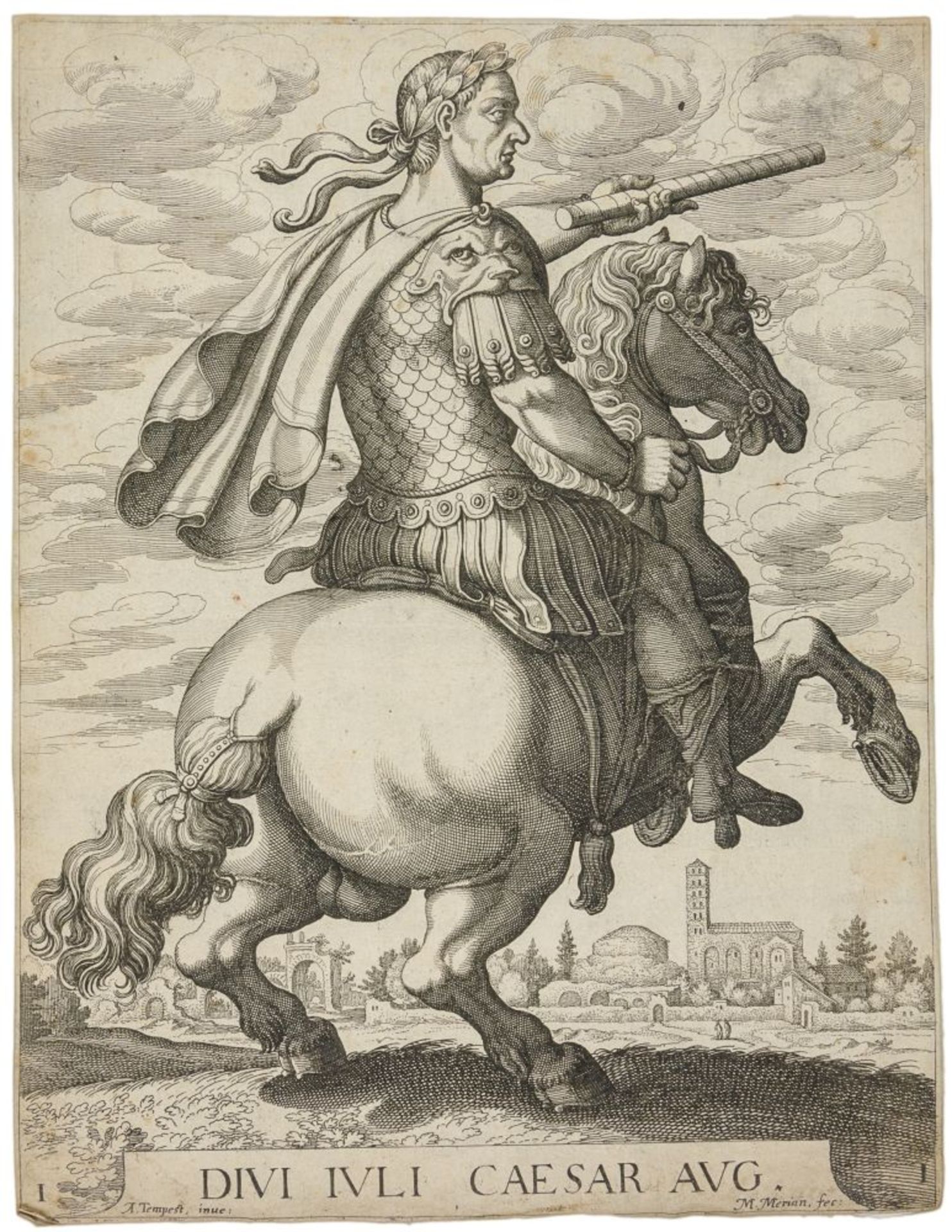 Merian, Matthäus. Die zwölf römischen Kaiser zu Pferde (von Julius Caesar bis Domitian) mit 11 (