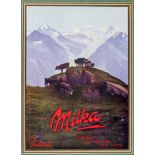 Plakate - Werbung - - Milka Suchard. Chocolat au Lait pur des Alpes. Farboffset-Plakat auf Papier.