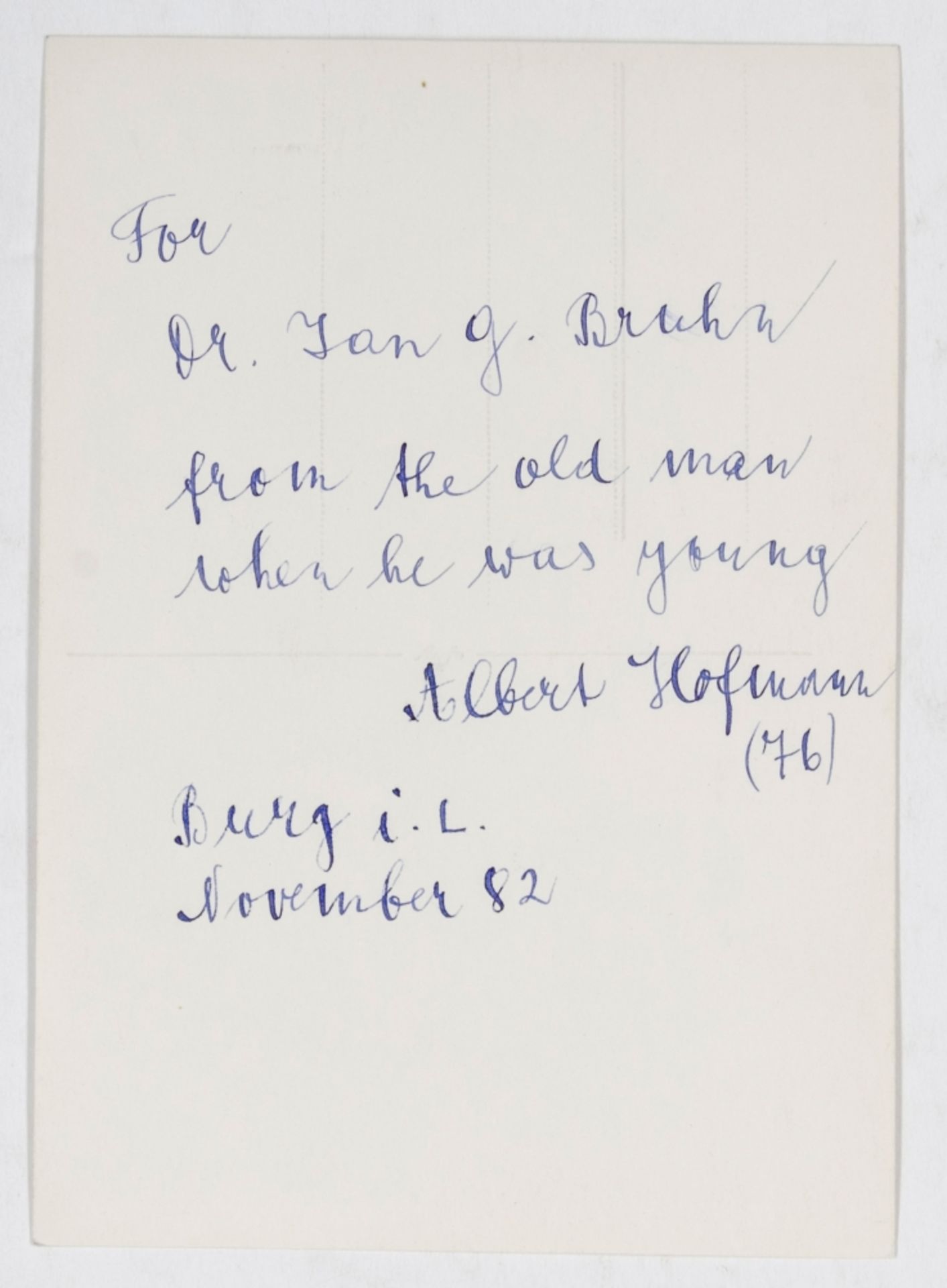 Hofmann, Albert. Vier Autographen des - Image 2 of 2