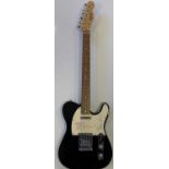 BLACK SQUIER FENDER TELECASTER GUITAR SIGNED BY JO SATRIANI AND STEVE VAI